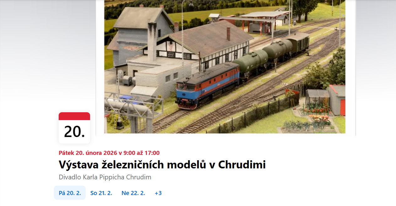Výstava železničních modelů v Chrudimi únor 2026
